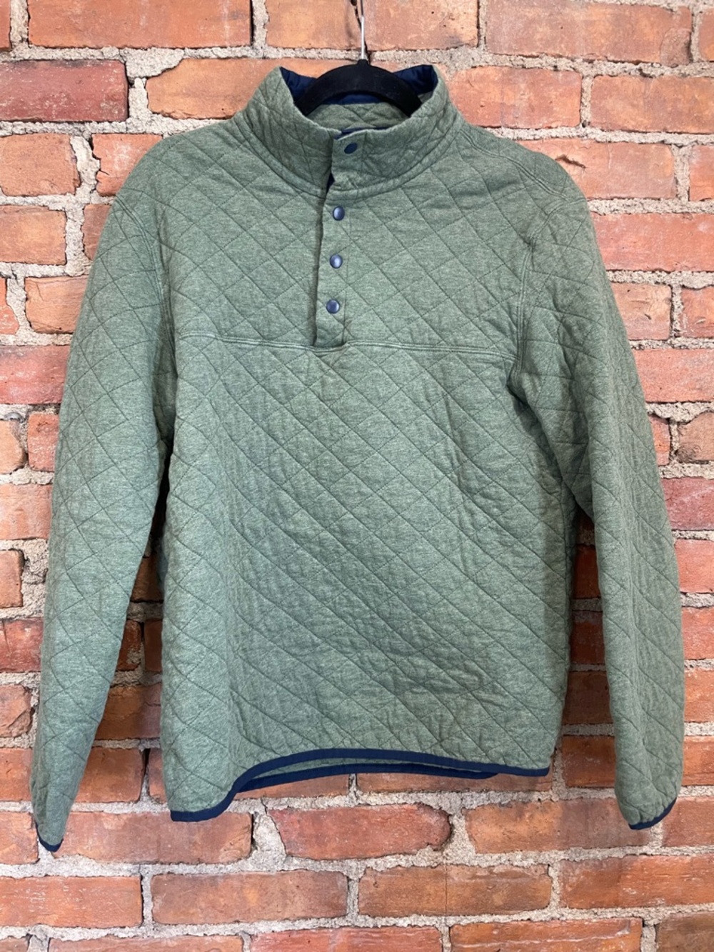 Merona Olive Green Quilted Pullover with Navy Trim